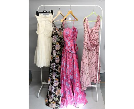 Amended description The white chiffon dress is not strapless the pink chiffon dress is marked Victor Steibel 4 1950s dresses 