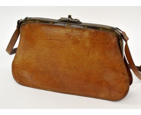 Amended description Paisley scarf is not marked Liberty and co -Vintage French brown  leather handbag, with interior pocket a