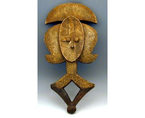 Antique African Tribal Art Wood & Copper Kota Tribe Reliquary Figure, Gabon.Kota reliquaries comprise a figurine suggestive o