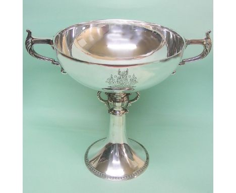 Sterling Silver Two Handled Trophy By Adie Brothers, Birmingham, England, 1937.Set on a circular spreading base with acanthus