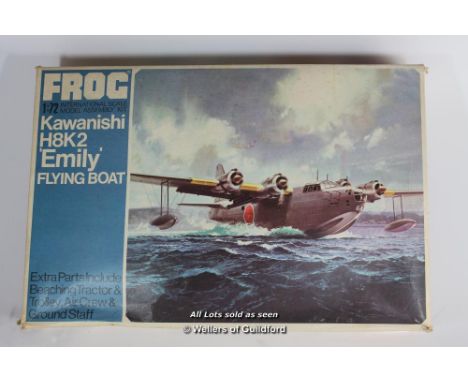 Frog 1:72 scale Kawanishi H8K2 "Emily" Flying Boat, vintage model kit number F276, partially made  