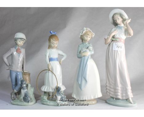 Four Nao figures of childfren at various pastimes, the tallest 31cm.