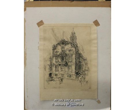 W Harry Smith, etching, Old State House, Boston, Mass, unmounted, 25 x 18.5cm.