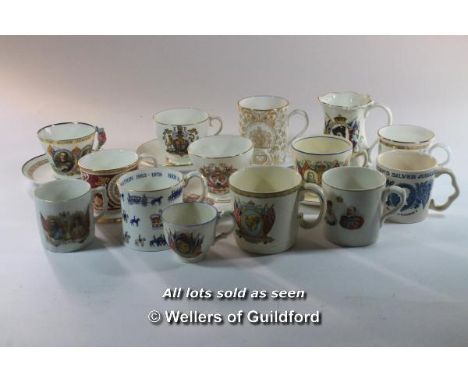 Paragon porcelain cup and saucer commemorating the silver jubilee of George V and Queen Mary; various other commemorative cup