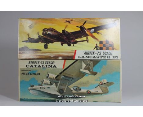 Airfix, first issue 1960's series 5, 1/72 scale model kits, Catalina PBY-5a and Lancaster B1 (2) 