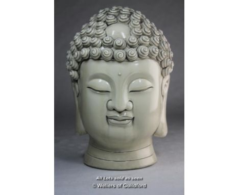 A Chinese blanc-de-chine portrait bust of Buddha, impressed mark to back of neck, 28cm.