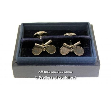 *Ralph Lauren silver cufflinks in the design of tennis rackets (Lot subject to VAT)