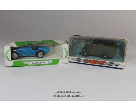 Boxed Matchbox Dinky Radio Times 1950 Ford E83W 10 CTW van and Corgi Mobil Bugatti Type 35 (2) 