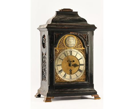 An early 19th century mahogany cased bracket clock by JOSEPH DUDDS LONDON.  The single handle and Pagoda top over pierced fre