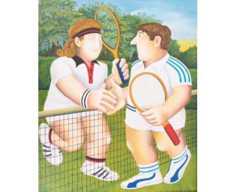 Beryl Cook, limited edition print 'Tennis' no 259/300, 58cm x 67cm, mounted, not framed.