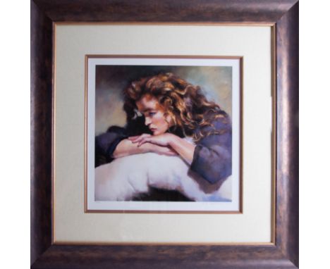 Robert Lenkiewicz, signed edition print 'Study of Lisa', 360/750, with certificate, 40.8cm x 40.8cm, framed and glazed.