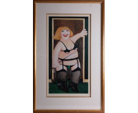 Beryl Cook, limited edition print 'Anyone for a Whipping?' no 27/650, published by Alexander Gallery, 58cm x 29cm, framed and