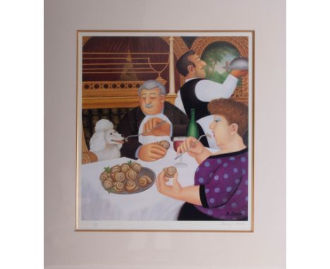 Beryl Cook, 'Dining in Paris', signed edition print, 525/650, not mounted or framed..