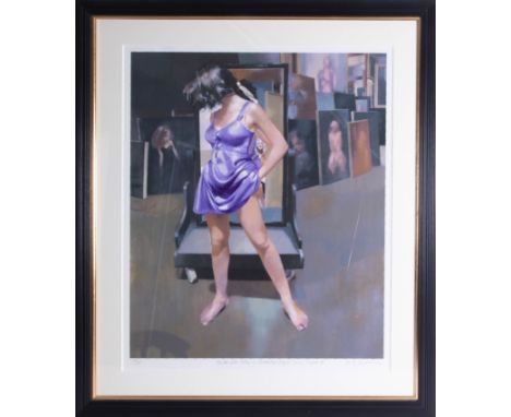 Robert Lenkiewicz, signed edition print 'Painter with Esther, Aristotle and Phylis theme, Project 18', 173/295, framed and gl