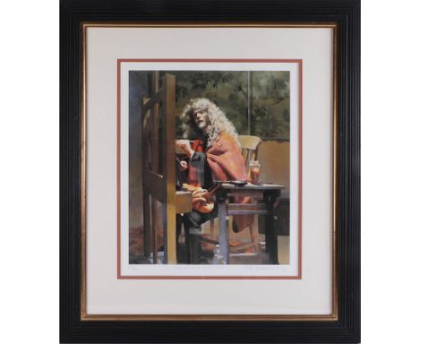 Robert Lenkiewicz, signed edition print 'Self Portrait at Easel, 1992', no. 268/500, framed and glazed, overall 69cm x 60cm.