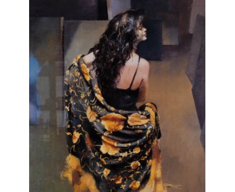 Robert Lenkiewicz, signed edition print 'Karen with Bronze Shawl', 492/500, framed and glazed, image size 48cm x 44cm.