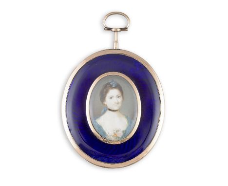 LUKE SULLLIVAN (1705-1771)  Portrait of a  Lady  Watercolour on ivory  Oval, 4cm high, 3cm wideSullivan was born in County Lo