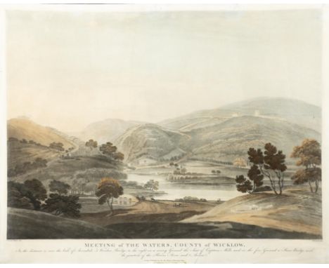 AFTER THOMAS SAUTELLE ROBERTS (1760-1826) Meeting of the Waters, County of Wicklow Coloured aquatint and etching, 46.5 x 59cm