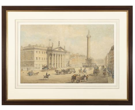 SAMUEL FREDERICK BROCAS (1792-1847)  The General Post Office, Dublin  Signed, inscribed and dated 1818  Pen, ink and watercol