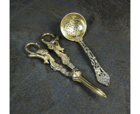 A pair of silver gilt grape scissors, F & Son Ltd, Sheffield 1967, with cast fox, grape and vine decoration, together with a 