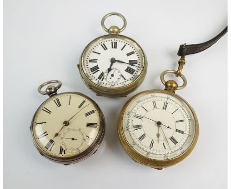 A Gentleman's silver cased open faced fuseé pocket watch, dated London 1865, the white enamel dial with black Roman numerals 