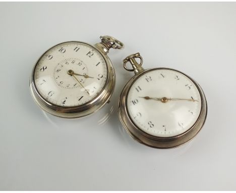 A George IV silver pair cased fusee pocket watch, Birmingham 1825, by Thomas Glase of Bridgnorth, the white enamel dial with 