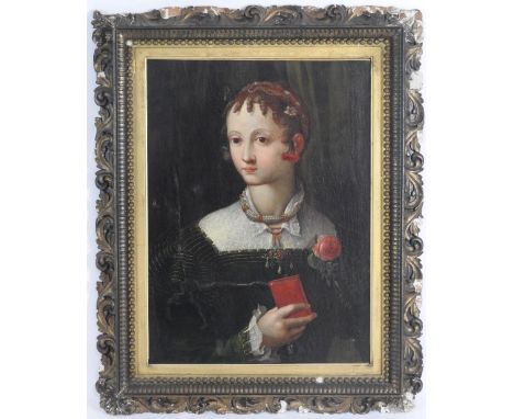 Continental School, 19th century,In the Manner of Agnolo Bronzino (1503-1572) Portrait of a young lady, half length wearing a