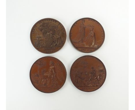 Four Victorian medals by W.Wyon, comprising; a China war medal, dated 1842, a military general service for 1793. 1814, dated 