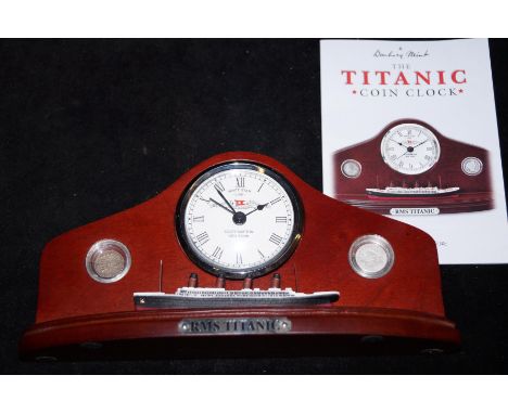 Titanic themed mantel clock with commemorative coins 