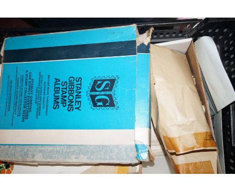 Large box containing lose stamps, cigarette cards, first day covers &amp; others