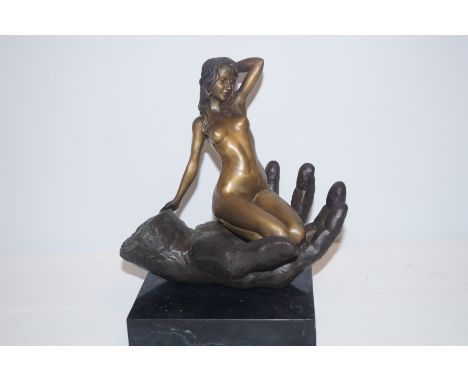 Bronze nude sitting on a hand marble base Height 25 cm 
