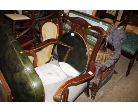 A mahogany Chippendale style elbow chair, inscribed Edwin Turner 