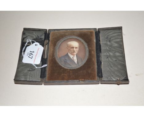 An early 20th Century portrait miniature photograph of an elderly gentleman 