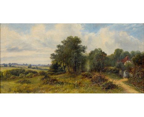 Octavius Thomas Clark (1851-1921) - Near Frome, Somerset, signed, inscribed on the stretcher, oil on canvas, 29.5 x 60cm  Sma