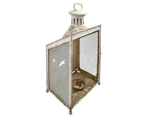 An early Victorian sheet iron candle back or wall lantern, 69cm h  A scarce survivor in entirely original 'country house' con