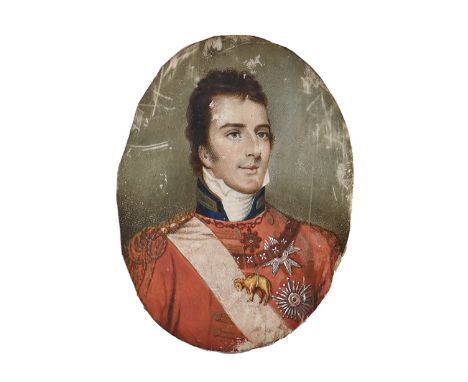 British School, early 19th c - Portrait Miniature of Arthur Wellesley, Duke of Wellington, after Thomas Phillips RA, as the t
