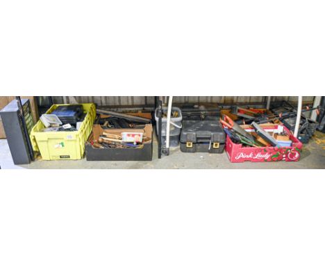 Tools. A working collection of woodworking tools, including planes, clamps, fixings, lathe chisels, saws, etc Mixed condition