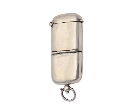 An Edwardian silver vesta case with sovereign compartment, 78mm overall, by Horace Woodward &amp; Co, Birmingham 1904, 1oz 1d