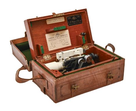 A surveyor's level, E R Watts &amp; Son Ltd London, No 58895, finished in white and black, fitted walnut case with brass scre