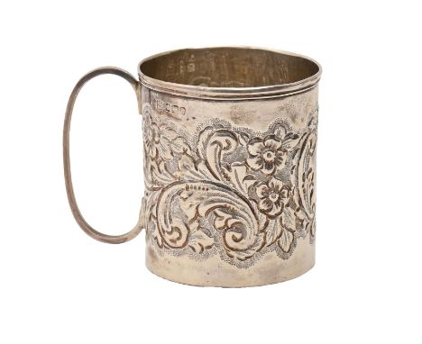 An Edwardian silver christening mug, stamped with scrolling foliage, 65mm h, by Cooper Brothers &amp; Sons Ltd, Sheffield 190