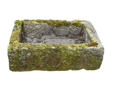 A rectangular gritstone trough, Derbyshire, 19th c,&nbsp;with drain hole, 22cm h; 44 x 69cm  Good condition