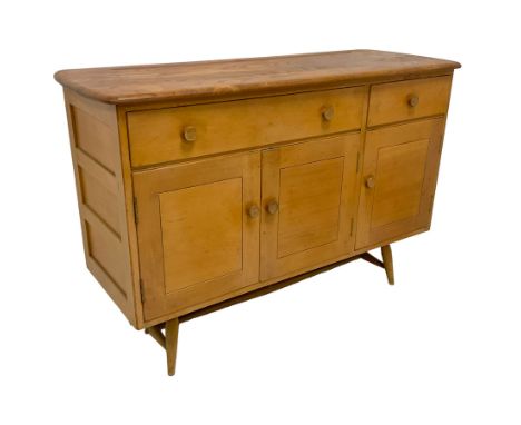 Ercol - 1950s elm and beech sideboard, fitted with two drawers over three cupboardsDimensions: Height:&nbsp;82cm&nbsp; Length