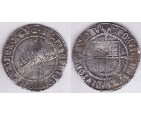 Great Britain - Henry VIII First Coinage, Groat, MM. Portcullis, S2316, fine, some obv scratches and bends. A scarce coin