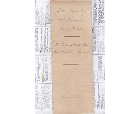 Edwardian Officers Commission to R. D. Davies, 10th Baluch Regiment, Indian Army, Served 80 Malialand and WWI (Taken POW 20 D