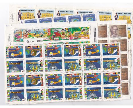 Brazil 1989-1992 MINT u/m in blocks of 30 or more including 1992 Conference ' Cartoon 'issue, other thematic issues including