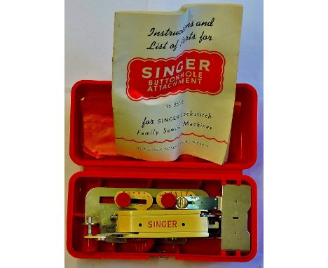 Singer 'Button hole Mini Sewing Machine', boxed and full instructions. C. 1960's as new.