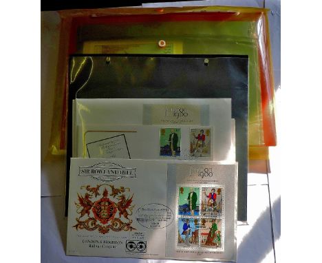 Great Britain 1979 Rowland Hill - good range of first day covers (12) incl better PHQ; presentation Packs (8) mini sheets (38