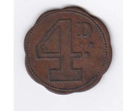 Great Britain Token - 4d copper Token obv: R.F. Vintage and unusual, VF