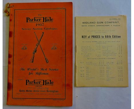 The Parker-Hale 1937 service section catalogue with a Midland Gun Company price list. Scarce vintage catalogues.