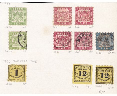 Germany (Baden) - 1868  (10)  Used and unused small range.